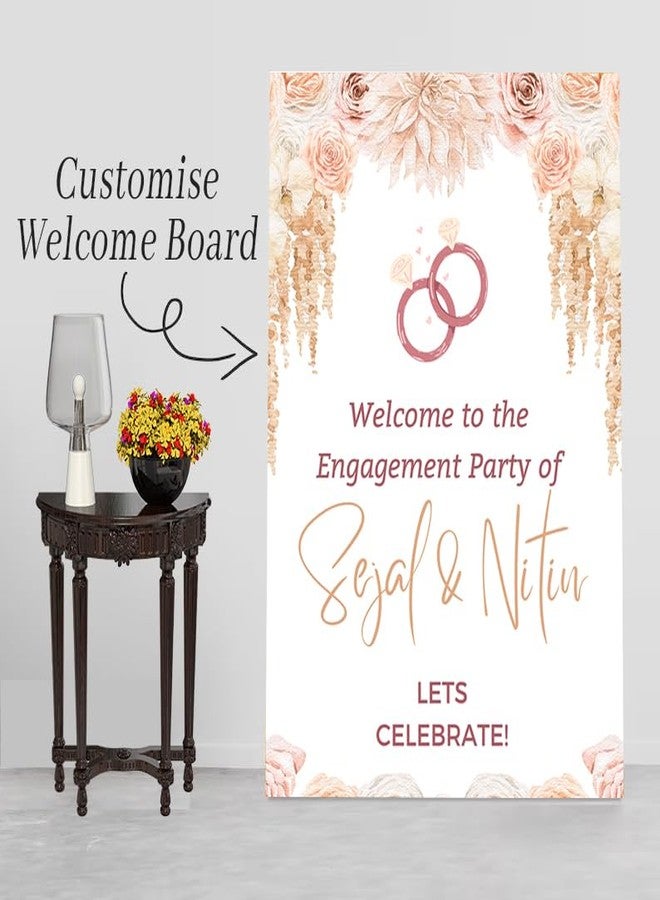 Theme My Party Custom Indian Traditional Engagement Ceremony Welcome Sign Board - Personalized Indian Pre Wedding Engagement Wedding Sign Board - Indian Ceremony Welcome Sign for Engagement Decoration - Image 3